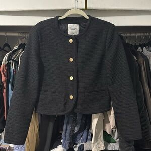 Abercrombie & Fitch Collarless Tweed Jacket